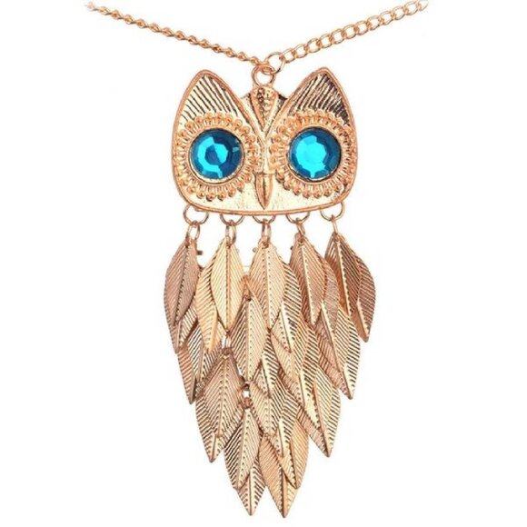 NWT Big Crystal Owl Pendant Necklace Chain - Picture 4 of 5